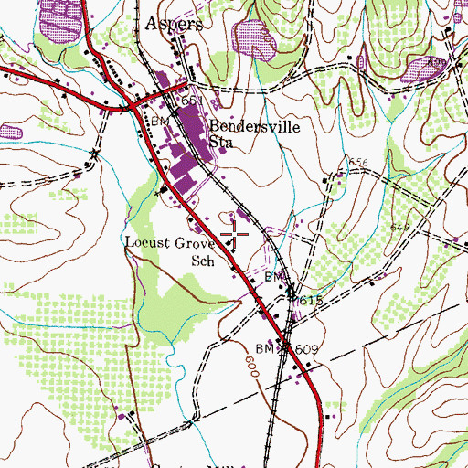 Topographic Map of Locust Grove School, PA
