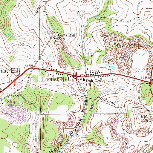 Topographic Map of Locust Hill, PA