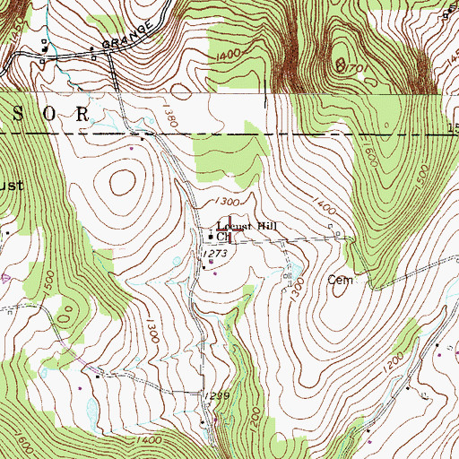 Topographic Map of Locust Hill Church, PA