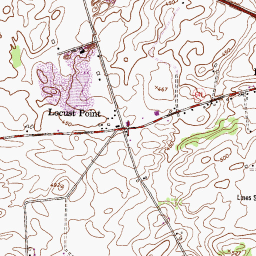 Topographic Map of Locust Point, PA