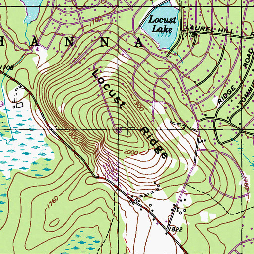 Topographic Map of Locust Ridge, PA