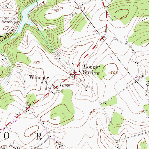 Topographic Map of Locust Spring, PA