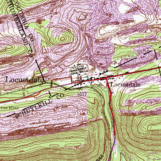 Topographic Map of Locustdale, PA