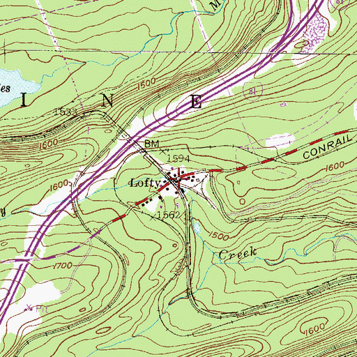 Topographic Map of Lofty, PA