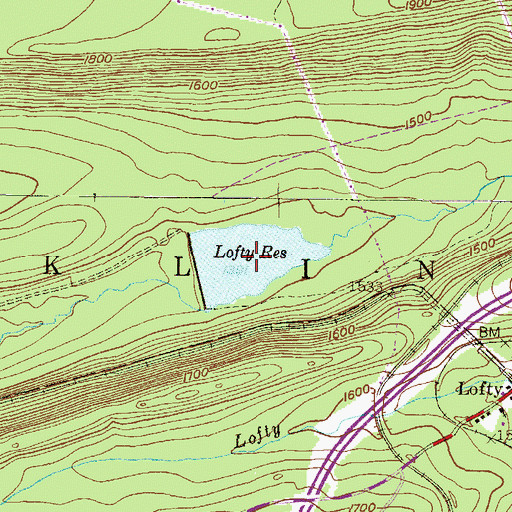 Topographic Map of Lofty Reservoir, PA