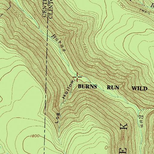 Topographic Map of Log Hollow, PA