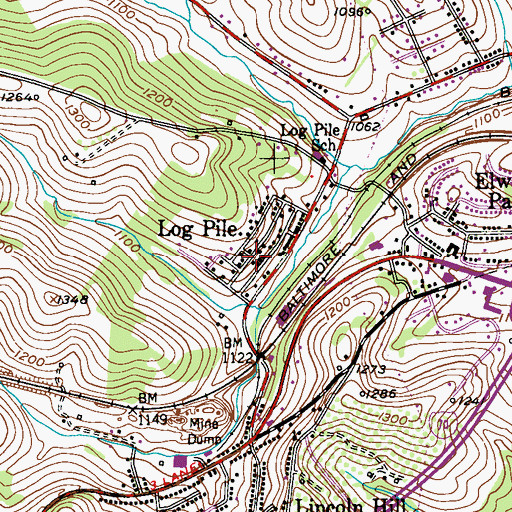 Topographic Map of Log Pile, PA