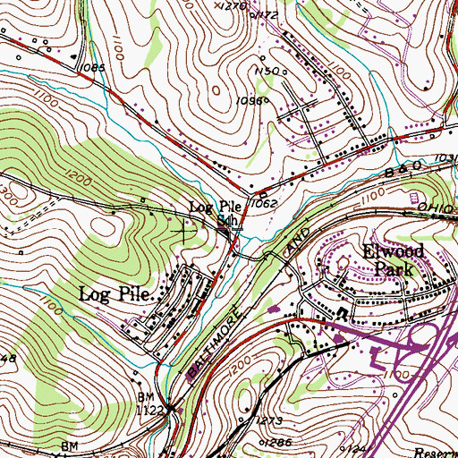 Topographic Map of Log Pile School, PA