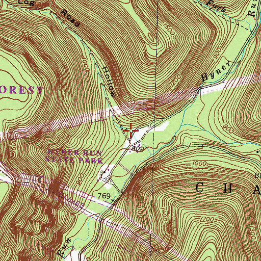 Topographic Map of Log Road Hollow, PA