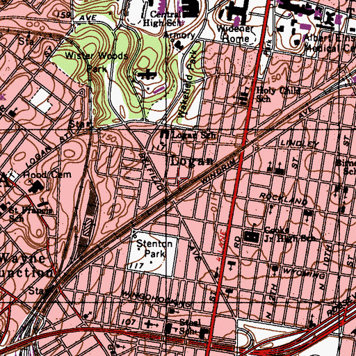 Topographic Map of Logan, PA