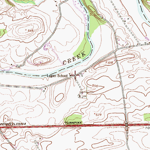 Topographic Map of Logan School, PA