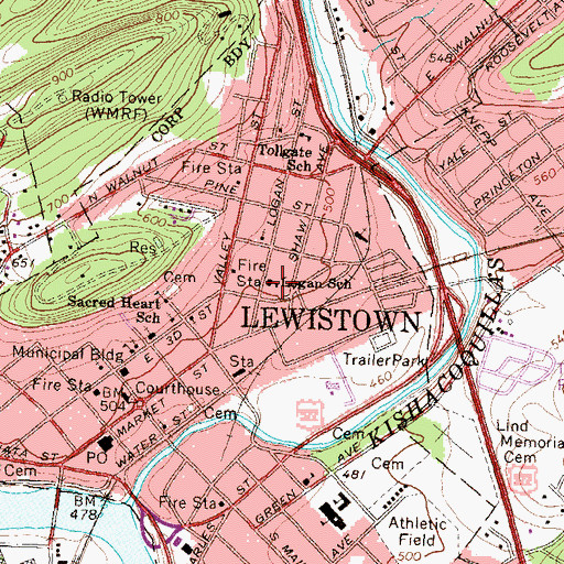 Topographic Map of Logan School, PA