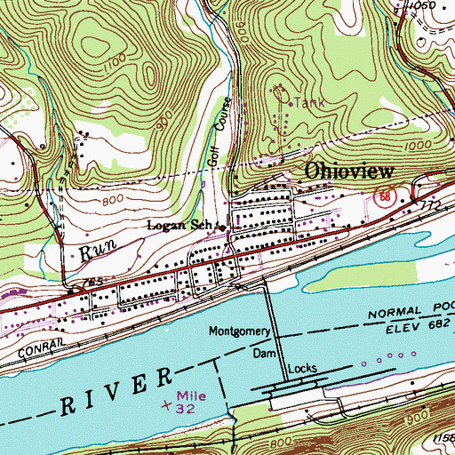Topographic Map of Logan School, PA