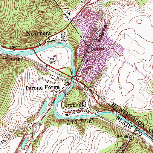 Topographic Map of Logan Spring Run, PA
