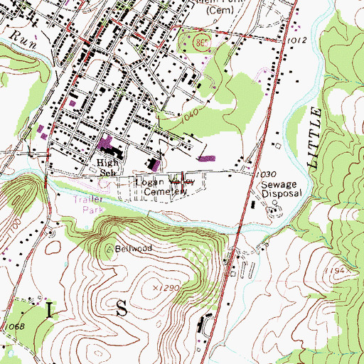 Topographic Map of Logan Valley Cemetery, PA