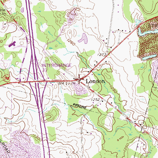 Topographic Map of London, PA