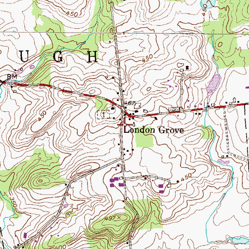 Topographic Map of London Grove, PA