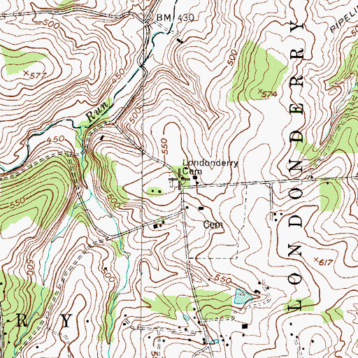 Topographic Map of Doe Run Friends Cemetery, PA