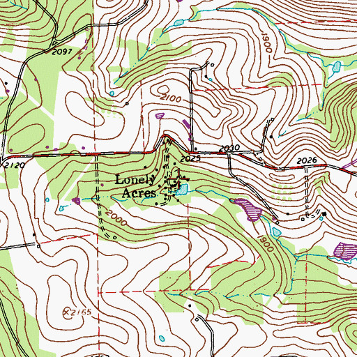 Topographic Map of Lonely Acres, PA