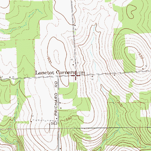 Topographic Map of Lonetot Corners, PA