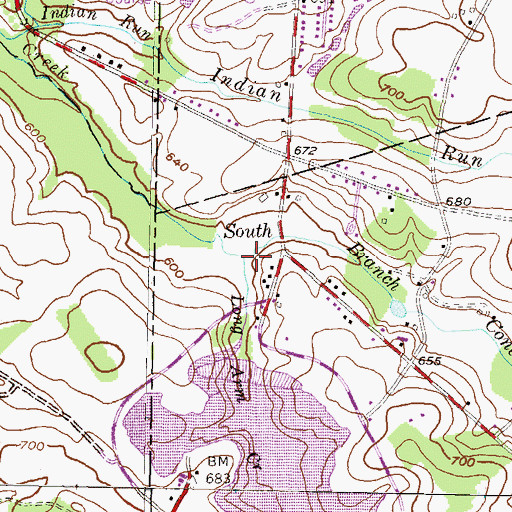 Topographic Map of Long Arm Creek, PA