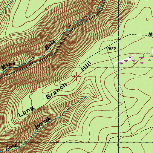 Topographic Map of Long Branch Hill, PA
