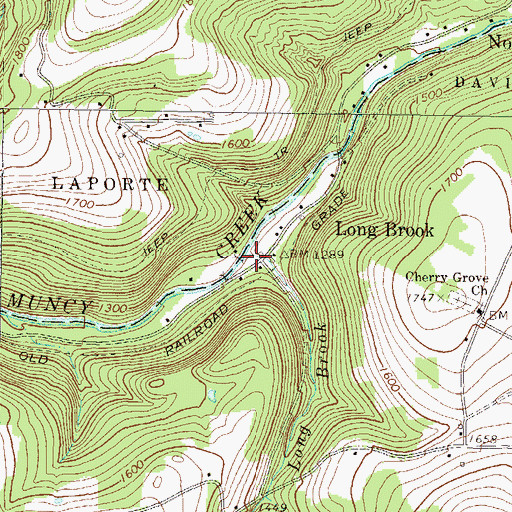 Topographic Map of Long Brook, PA