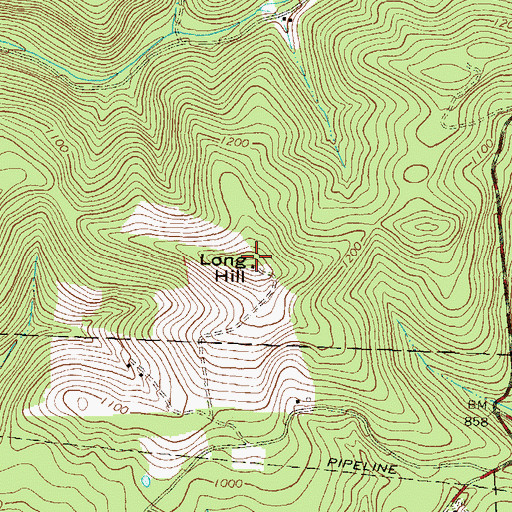 Topographic Map of Long Hill, PA