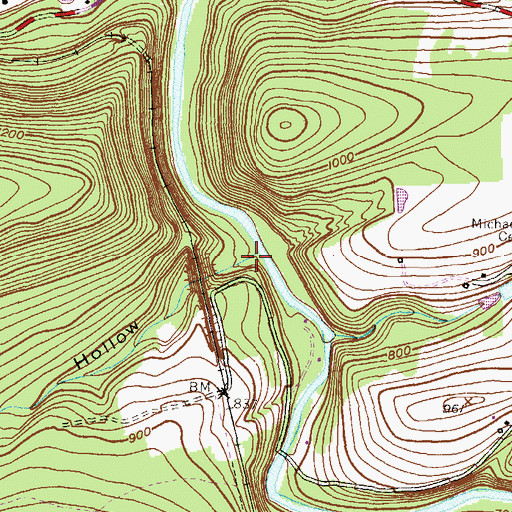 Topographic Map of Long Hollow, PA