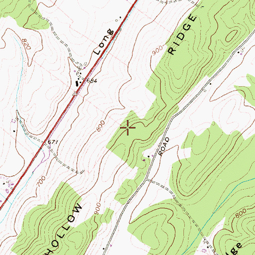 Topographic Map of Long Hollow Ridge, PA