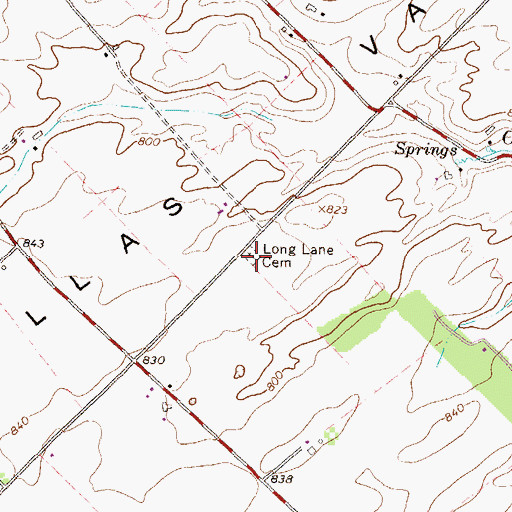 Topographic Map of Long Lane Cemetery, PA