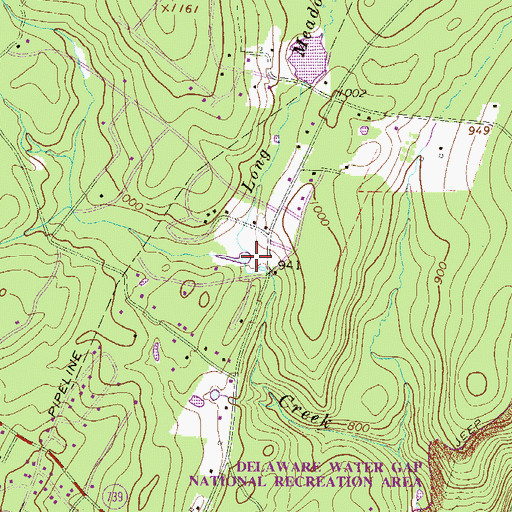 Topographic Map of Long Meadow Brook, PA