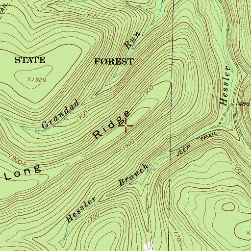Topographic Map of Long Ridge, PA