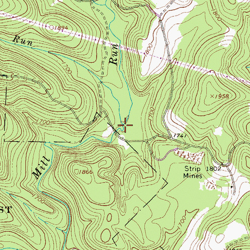 Topographic Map of Long Run, PA