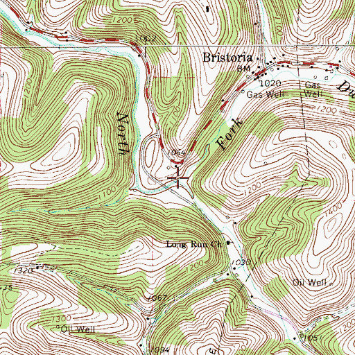 Topographic Map of Long Run, PA