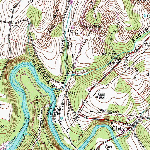 Topographic Map of Long Run, PA