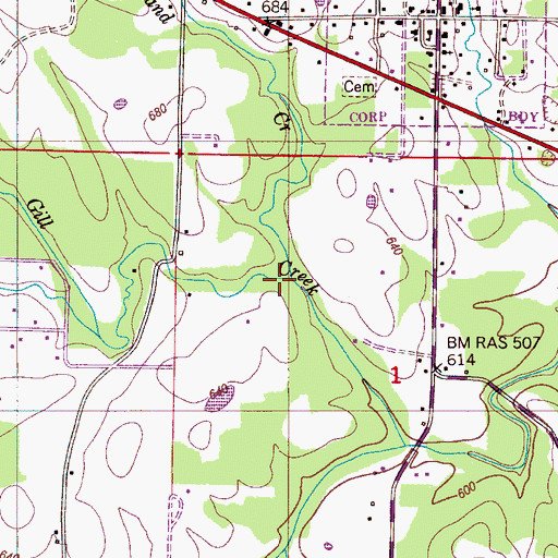 Topographic Map of England Creek, AL