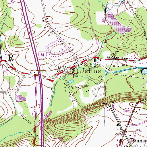 Topographic Map of Long Run, PA