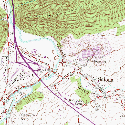 Topographic Map of Long Run, PA
