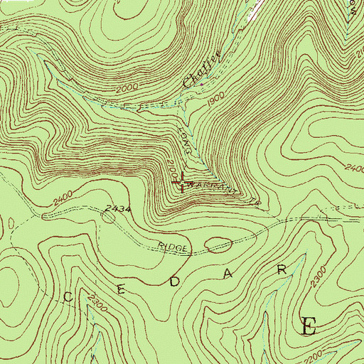 Topographic Map of Long Warrant Trail, PA