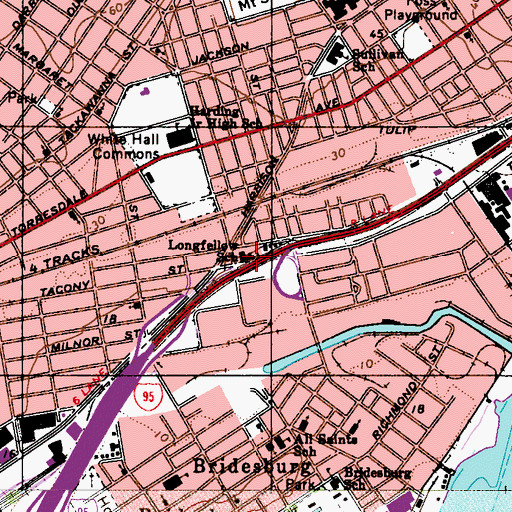 Topographic Map of Longfellow School, PA