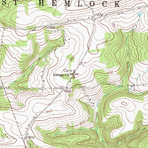 Topographic Map of Longs Church, PA