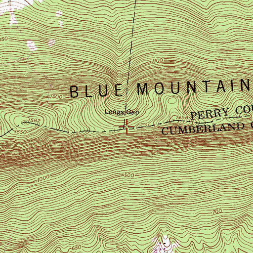 Topographic Map of Longs Gap, PA