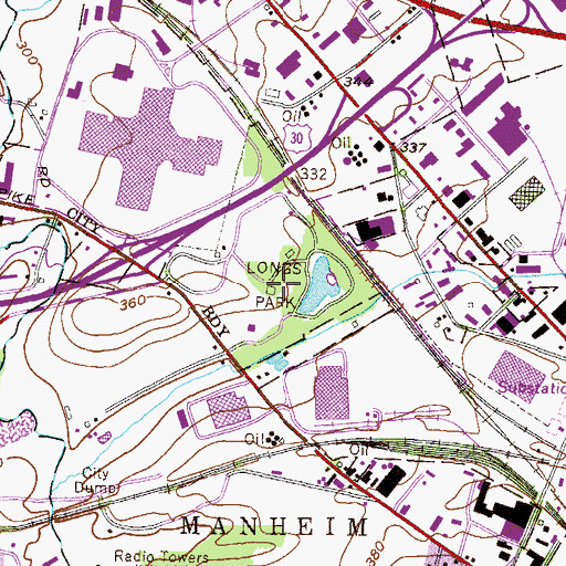 Topographic Map of Longs Park, PA