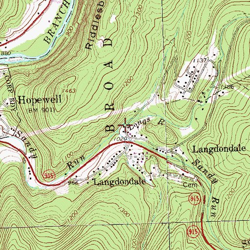 Topographic Map of Longs Run, PA