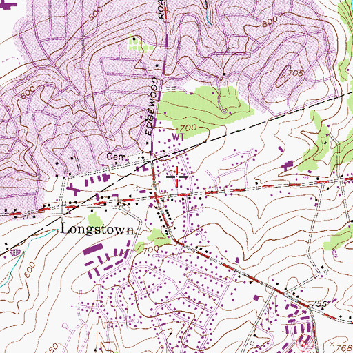 Topographic Map of Longstown, PA