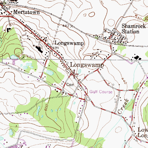 Topographic Map of Longswamp, PA
