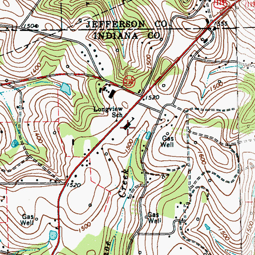 Topographic Map of Longview School, PA