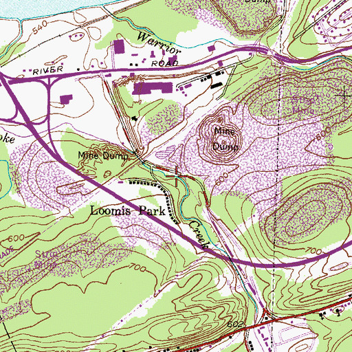 Topographic Map of Loomis Park, PA