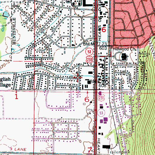Topographic Map of English Village, AL